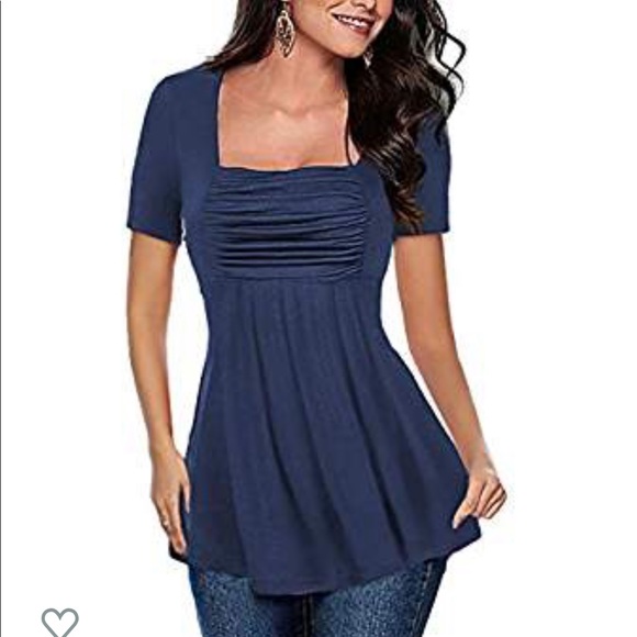 Tops - Blue ruched Babydoll Top